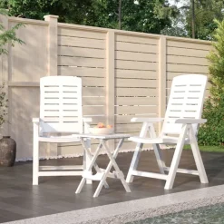 vidaXL 3-delige Tuinset polypropeen wit