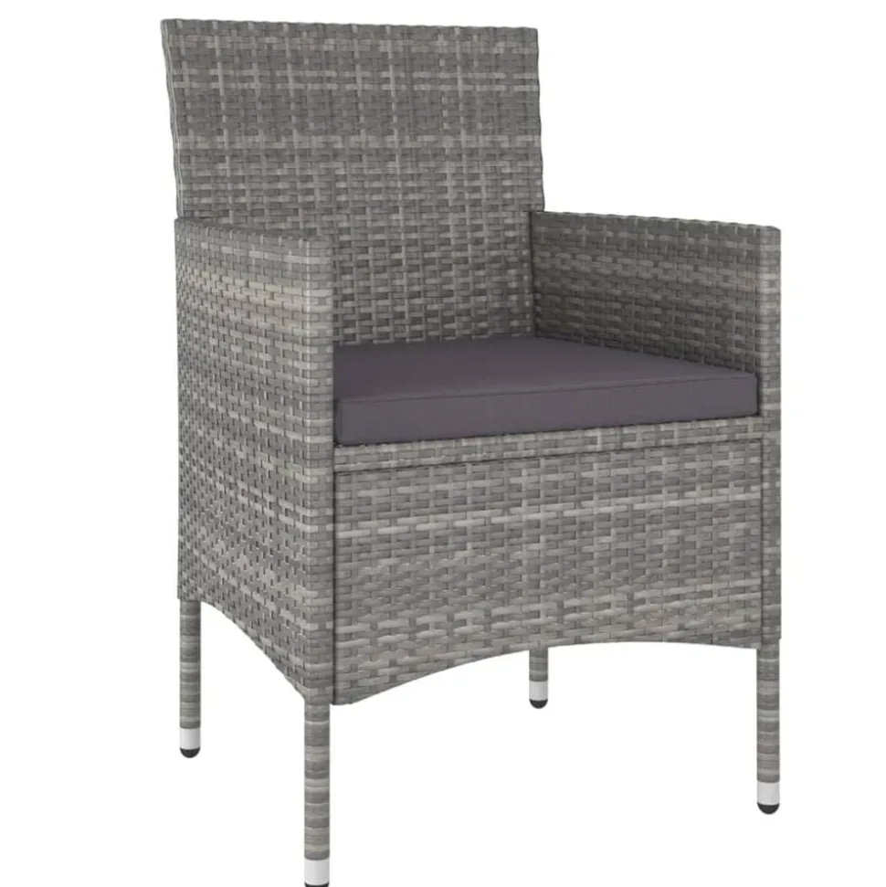 vidaXL 3-delige Tuinset poly rattan grijs