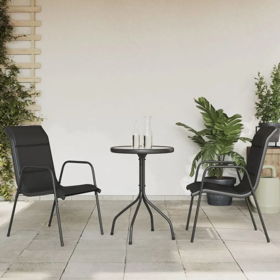 vidaXL 3-delige Tuinset staal zwart