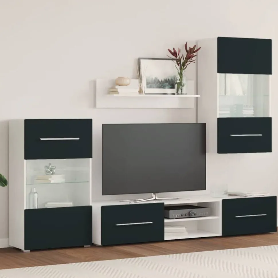 vidaXL 5-delige Tv-meubels met LED-verlichting bewerkt hout matindigo