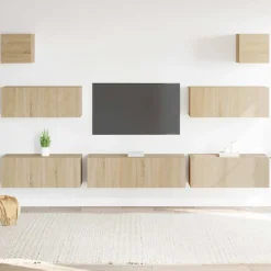 vidaXL 7-delige Tv-meubelset bewerkt hout sonoma eikenkleurig
