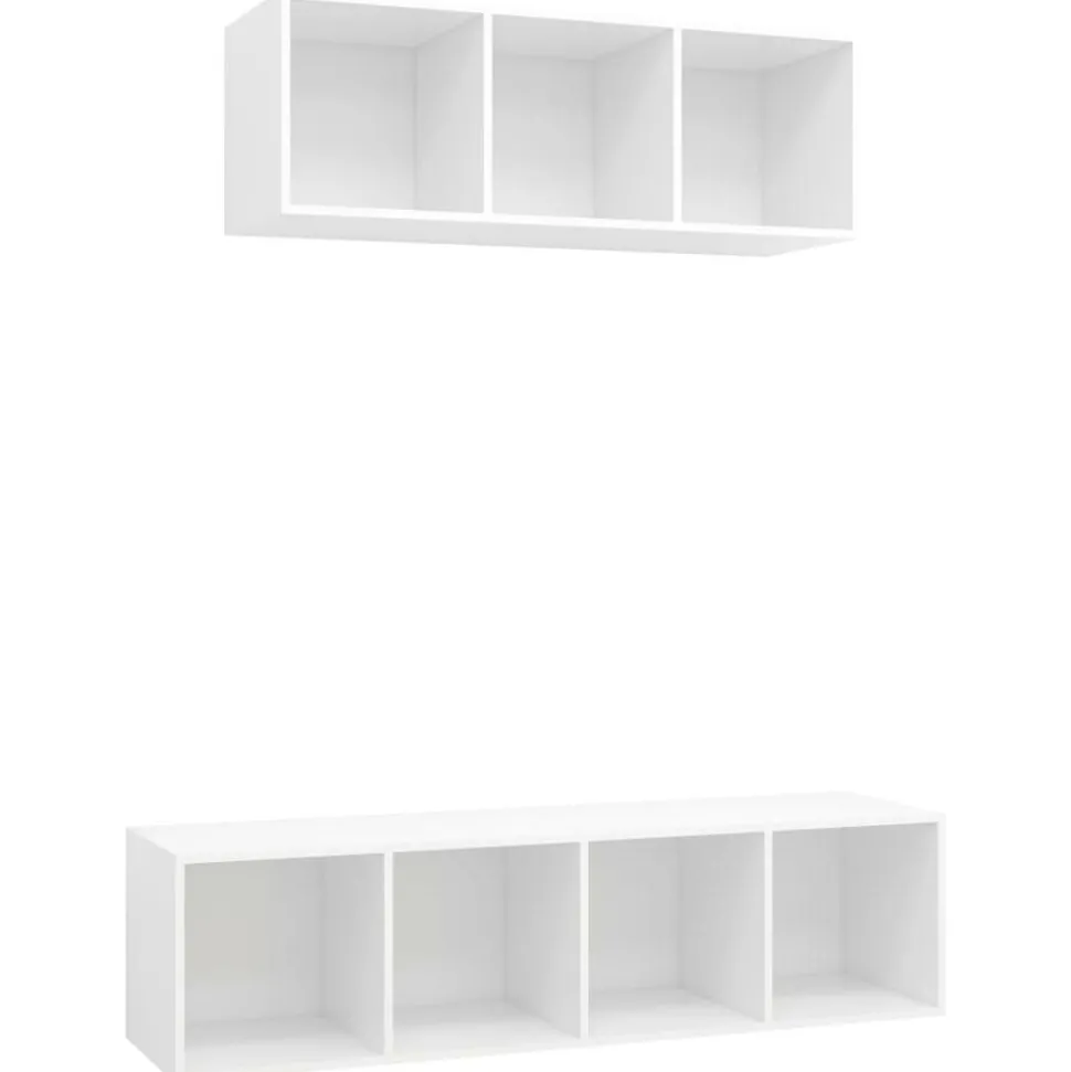 vidaXL 2-delige Tv-meubelset spaanplaat wit