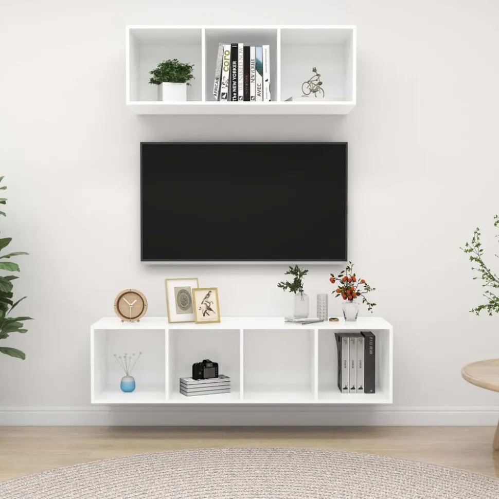 vidaXL 2-delige Tv-meubelset spaanplaat wit
