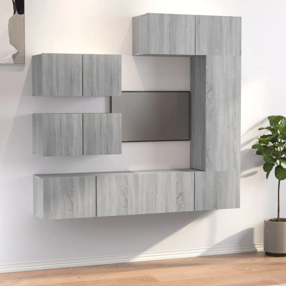 vidaXL 6-delige Tv-meubelset bewerkt hout grijs sonoma eikenkleurig
