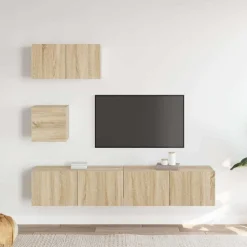 vidaXL 4-delige Tv-meubelset bewerkt hout sonoma eikenkleurig