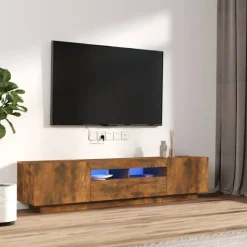 vidaXL 2-delige Tv-meubelset met LED bewerkt hout gerookt eikenkleurig