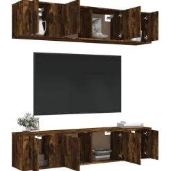 vidaXL 6-delige Tv-meubelset bewerkt hout gerookt eikenkleurig