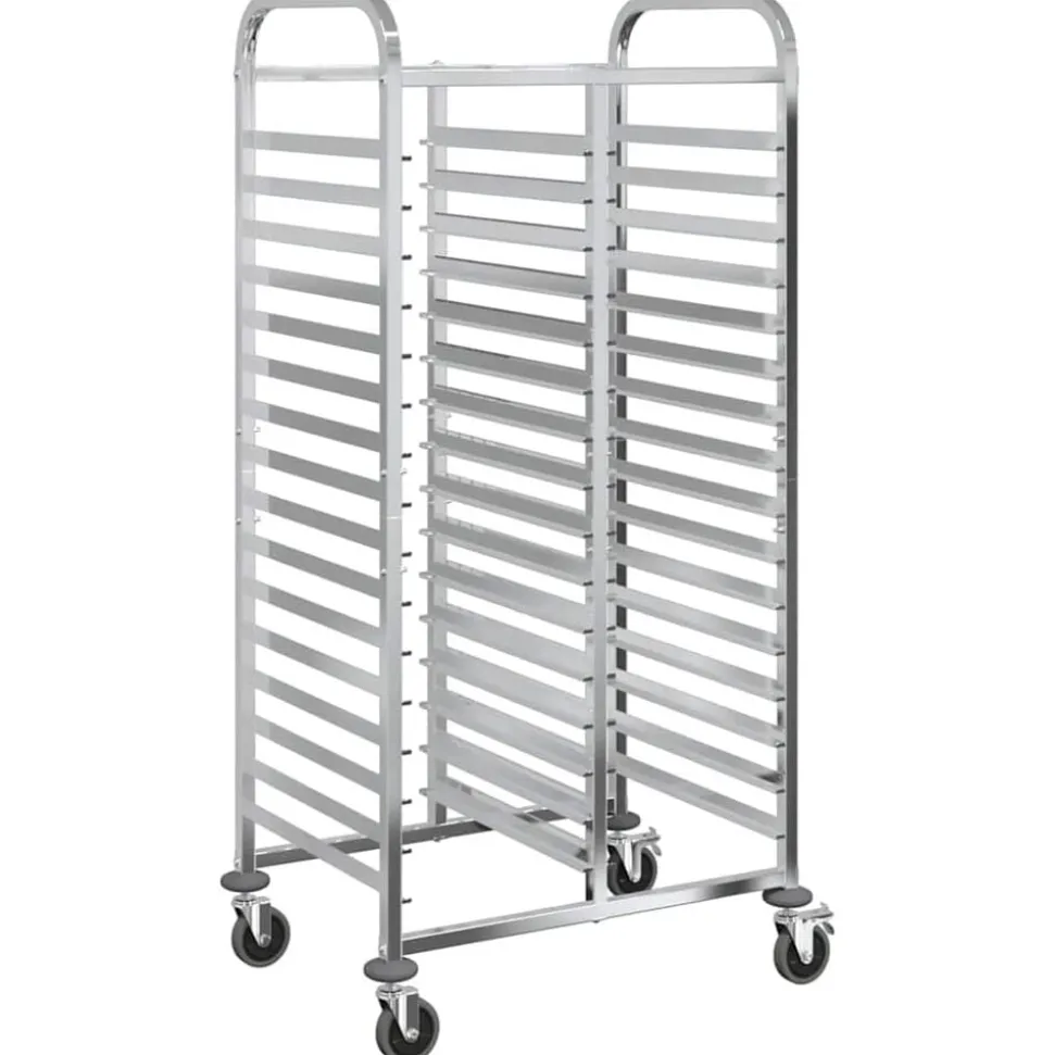 vidaXL Dienbladenwagen met 32 GN-bakken 75x55x162,5 cm roestvrij staal