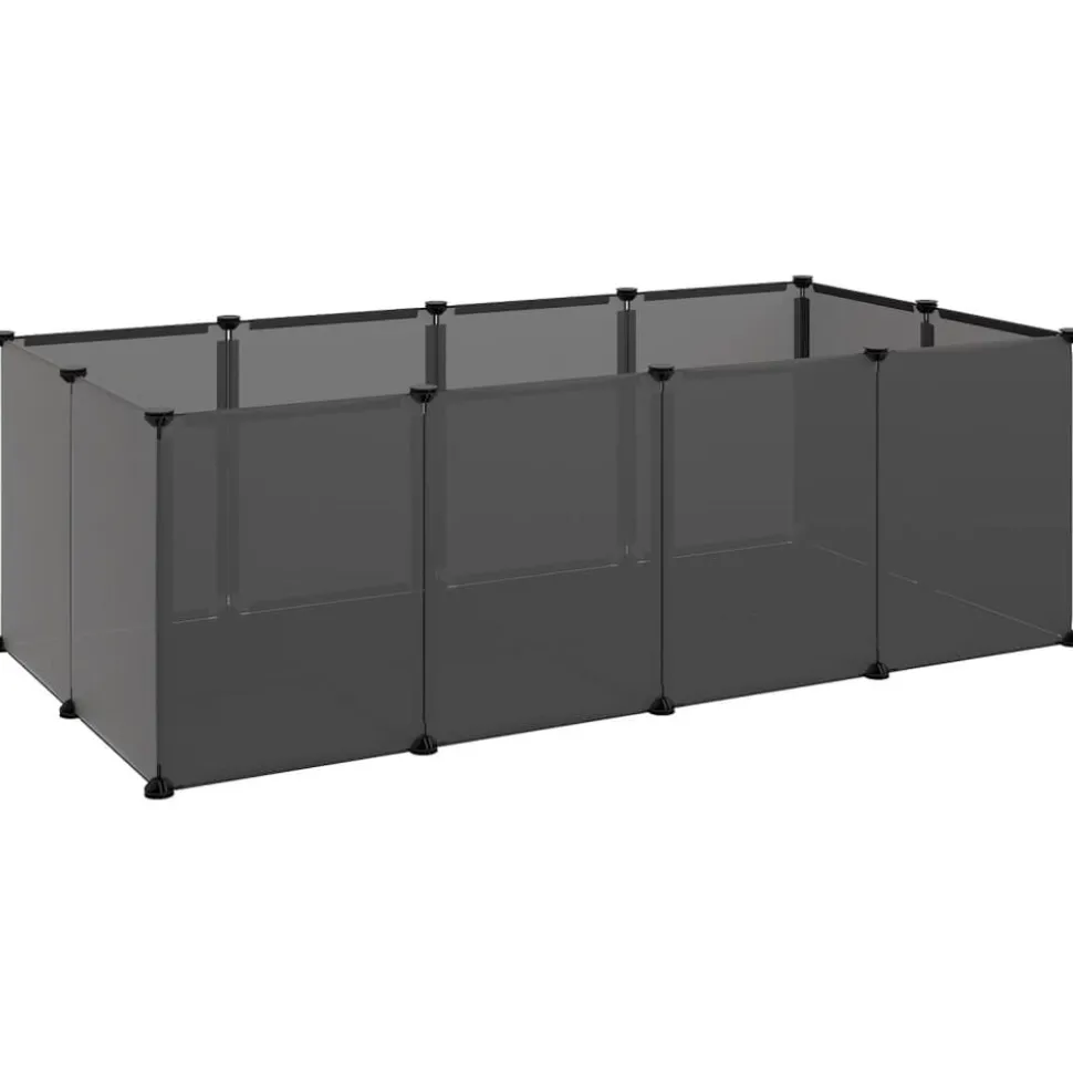 vidaXL Dierenhok klein 144x74x46,5 cm polypropeen en staal zwart