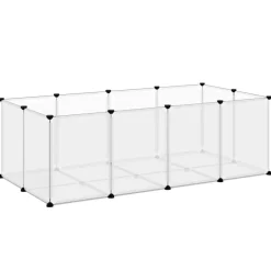 vidaXL Dierenhok klein 144x74x46,5 cm polypropeen en staal transparant