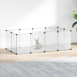 vidaXL Dierenhok klein 144x74x46,5 cm polypropeen en staal transparant