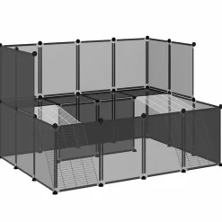 vidaXL Dierenhok klein 143x107x93 polypropeen en staal zwart