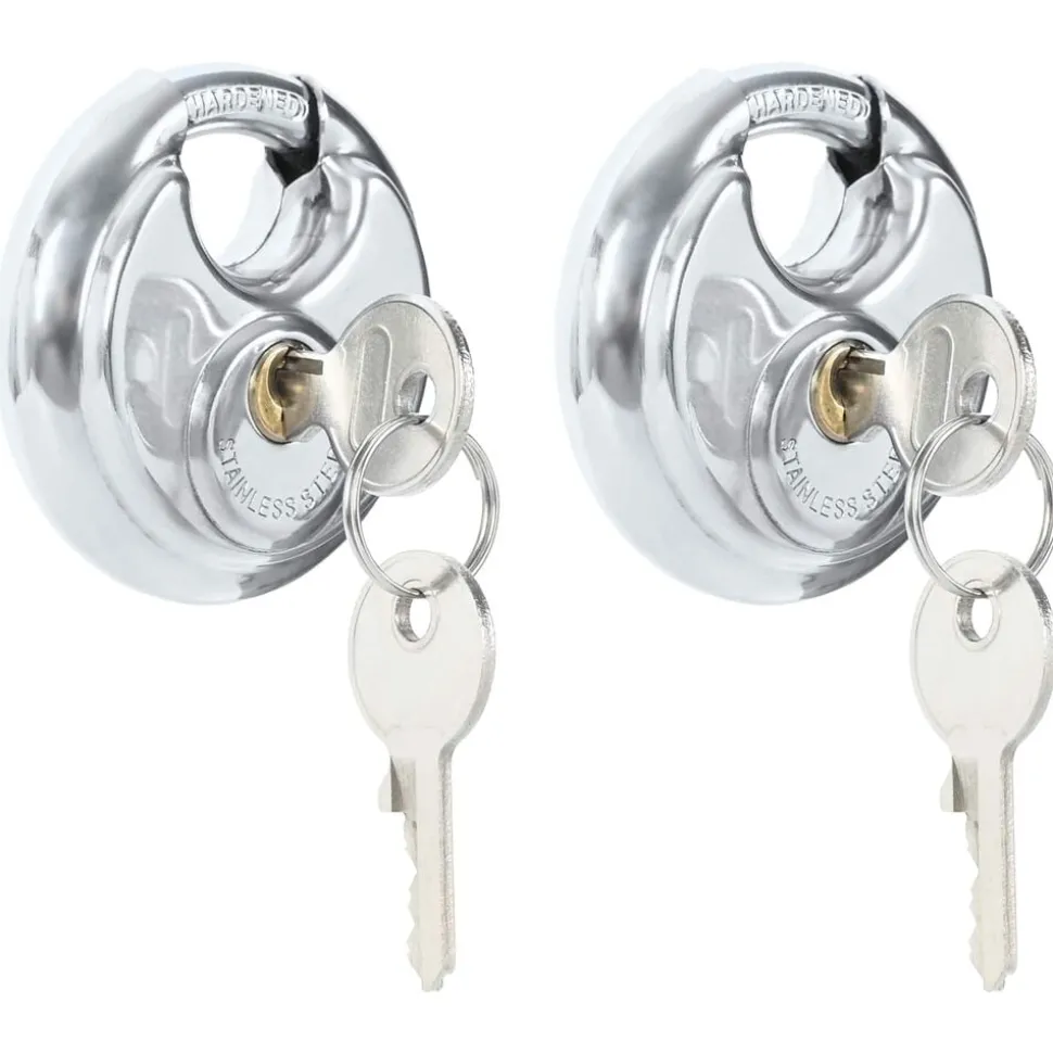 vidaXL Discusloten met sleutels 2 pcs Zilver 6 x 2.3 x 6 cm