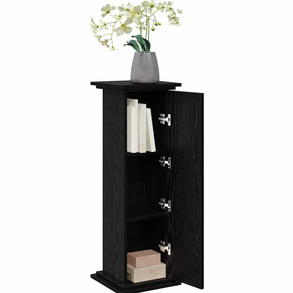 vidaXL Displaystand met plank Zwart Eiken 31 x 30 x 90 cm Bewerkt hout