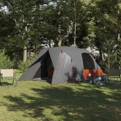vidaXL Dome Tent voor 4 Personen Grijs en Oranje 455 x 252 x 178 cm