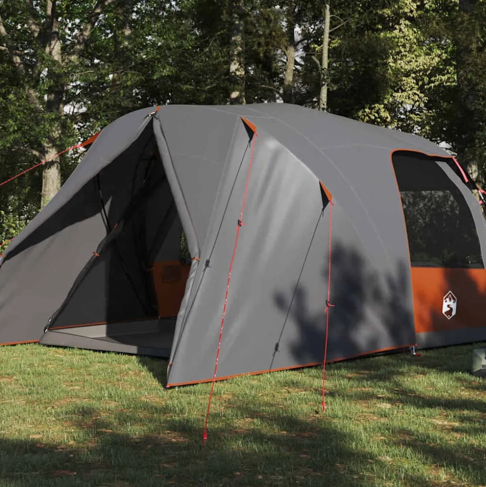 vidaXL Dome Tent voor 4 Personen Grijs en Oranje 455 x 252 x 178 cm