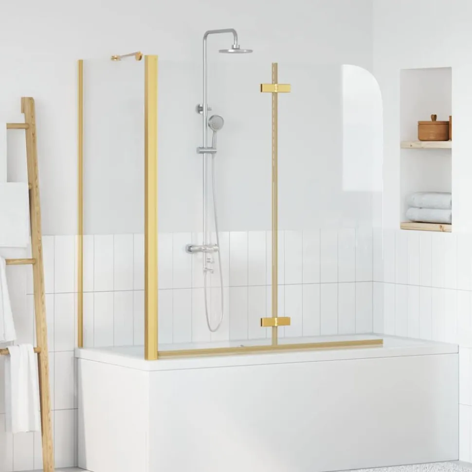 vidaXL Douche Omhulsel Goud 120 x 68 x 130 cm ESG-glas en aluminium
