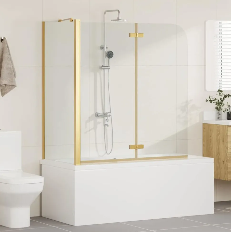 vidaXL Douche Omhulsel Goud 120 x 68 x 130 cm ESG-glas en aluminium