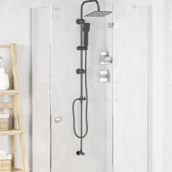 vidaXL Douche systeem Zwart 47 x 20 x 95 cm Roestvrij staal