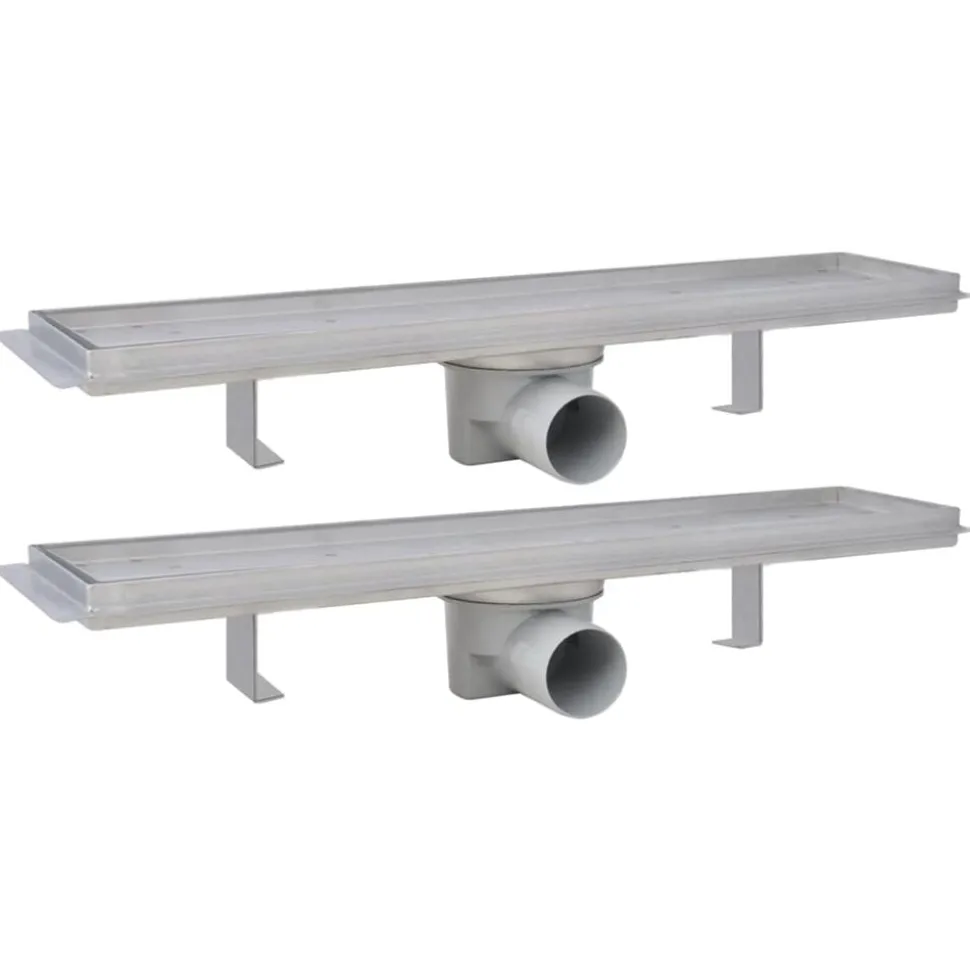 vidaXL Doucheafvoer 2 st rechthoekig 530x140 mm roestvrij staal