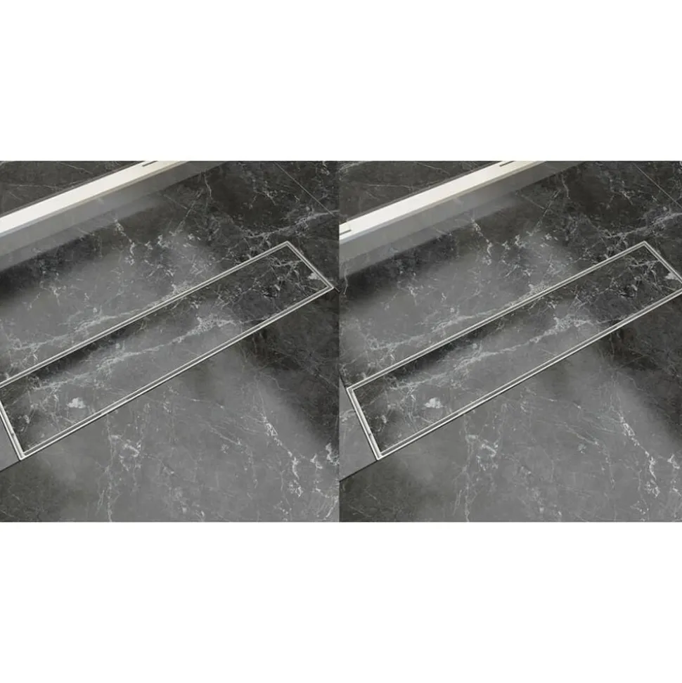 vidaXL Doucheafvoer 2 st rechthoekig 530x140 mm roestvrij staal