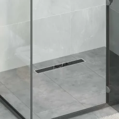 vidaXL Doucheafvoer Glasdeksel met 360° Sifon Zwart 50 cm