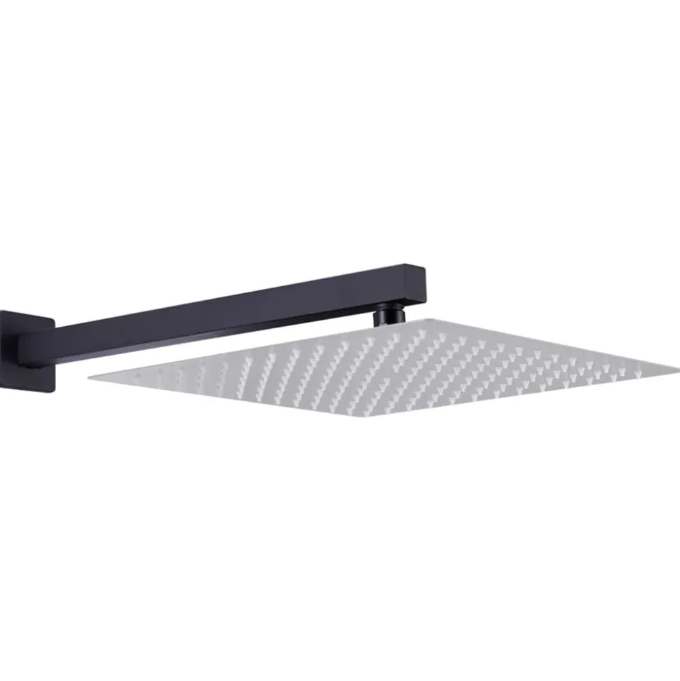 vidaXL Douchearm vierkant 40 cm roestvrij staal 201 zwart