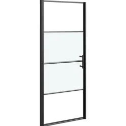 vidaXL Douchedeur halfmat 81x195 cm gehard glas zwart