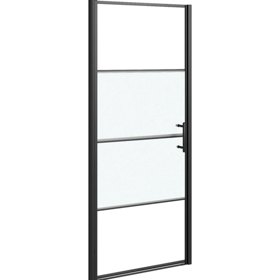 vidaXL Douchedeur halfmat 81x195 cm gehard glas zwart