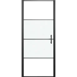 vidaXL Douchedeur halfmat 81x195 cm gehard glas zwart