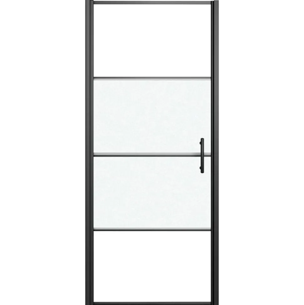 vidaXL Douchedeur halfmat 81x195 cm gehard glas zwart