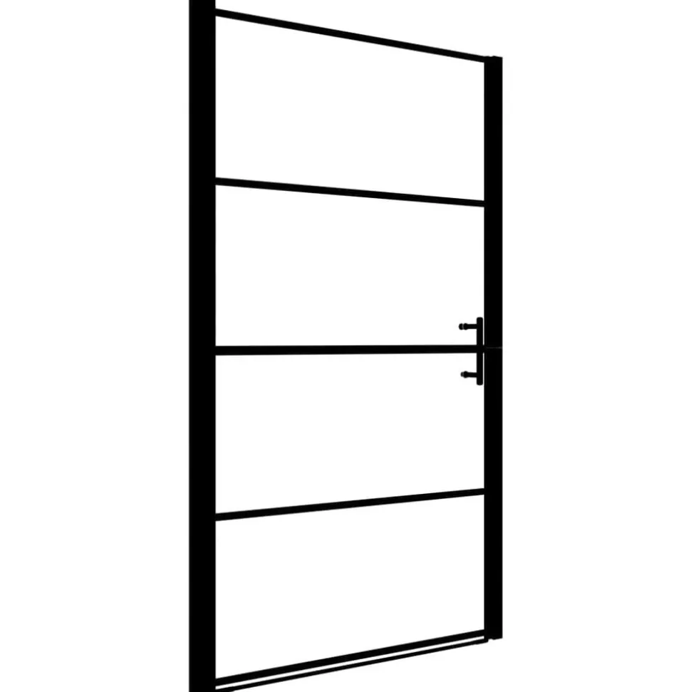 vidaXL Douchedeur mat 81x195 cm gehard glas zwart