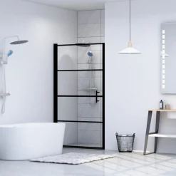 vidaXL Douchedeur 81x195 cm gehard glas zwart