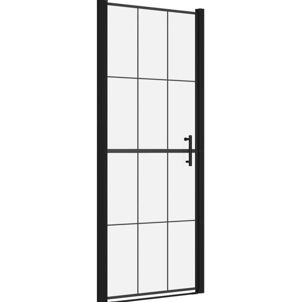 vidaXL Douchedeur 81x195 cm gehard glas zwart