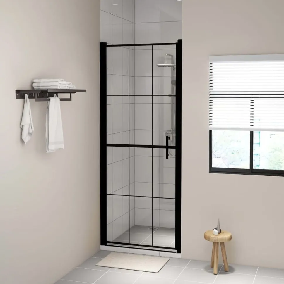 vidaXL Douchedeur 81x195 cm gehard glas zwart