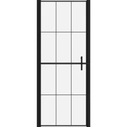 vidaXL Douchedeur 81x195 cm gehard glas zwart