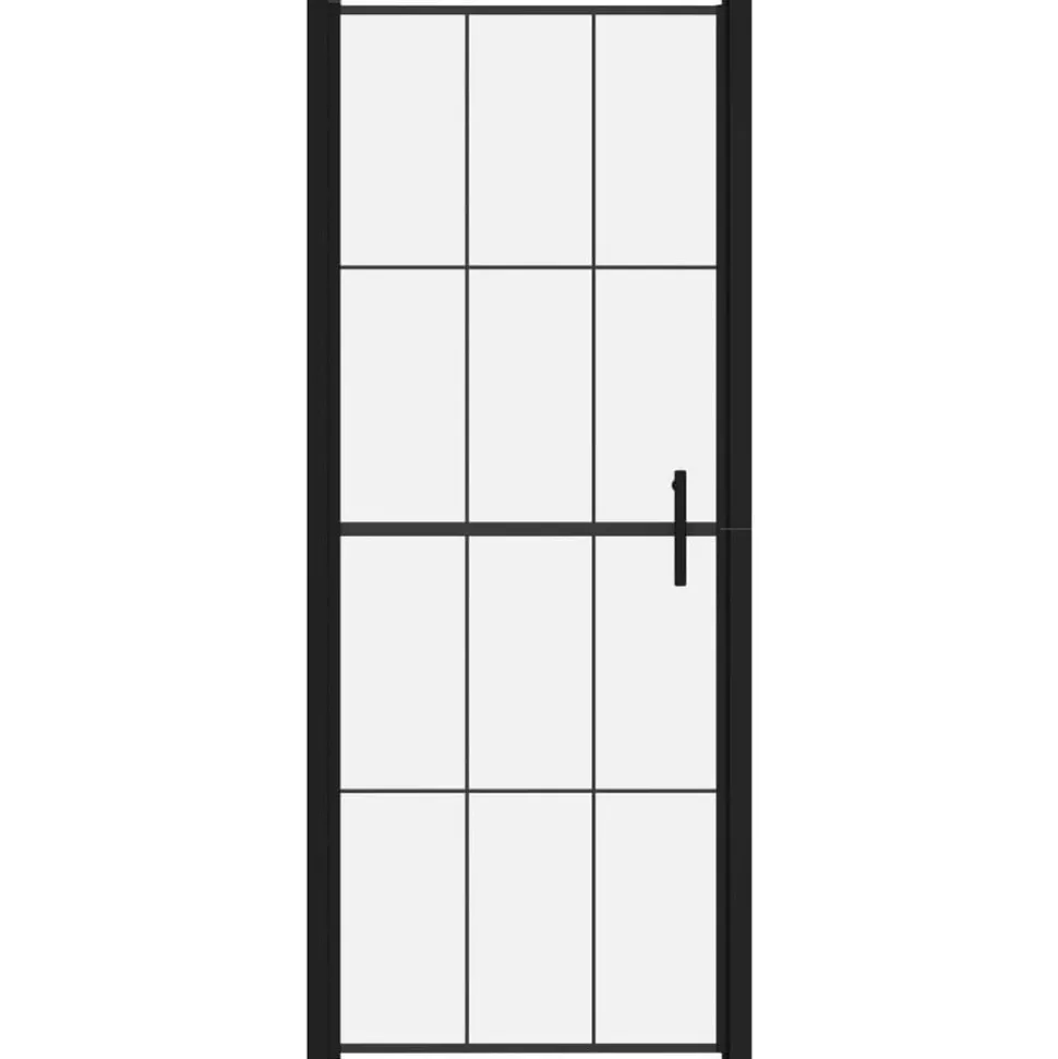 vidaXL Douchedeur 81x195 cm gehard glas zwart