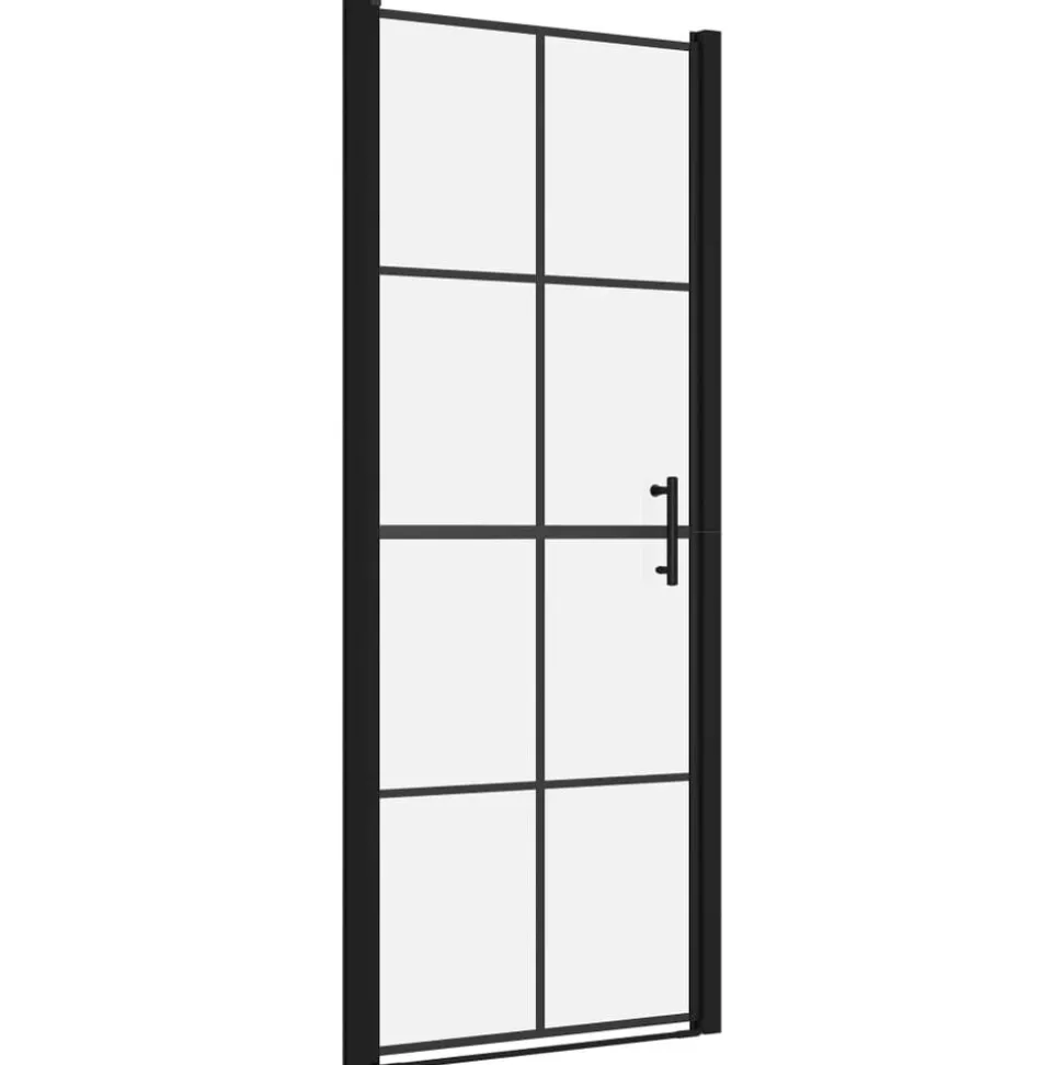 vidaXL Douchedeuren 81x195 cm gehard glas zwart
