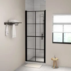 vidaXL Douchedeuren 81x195 cm gehard glas zwart