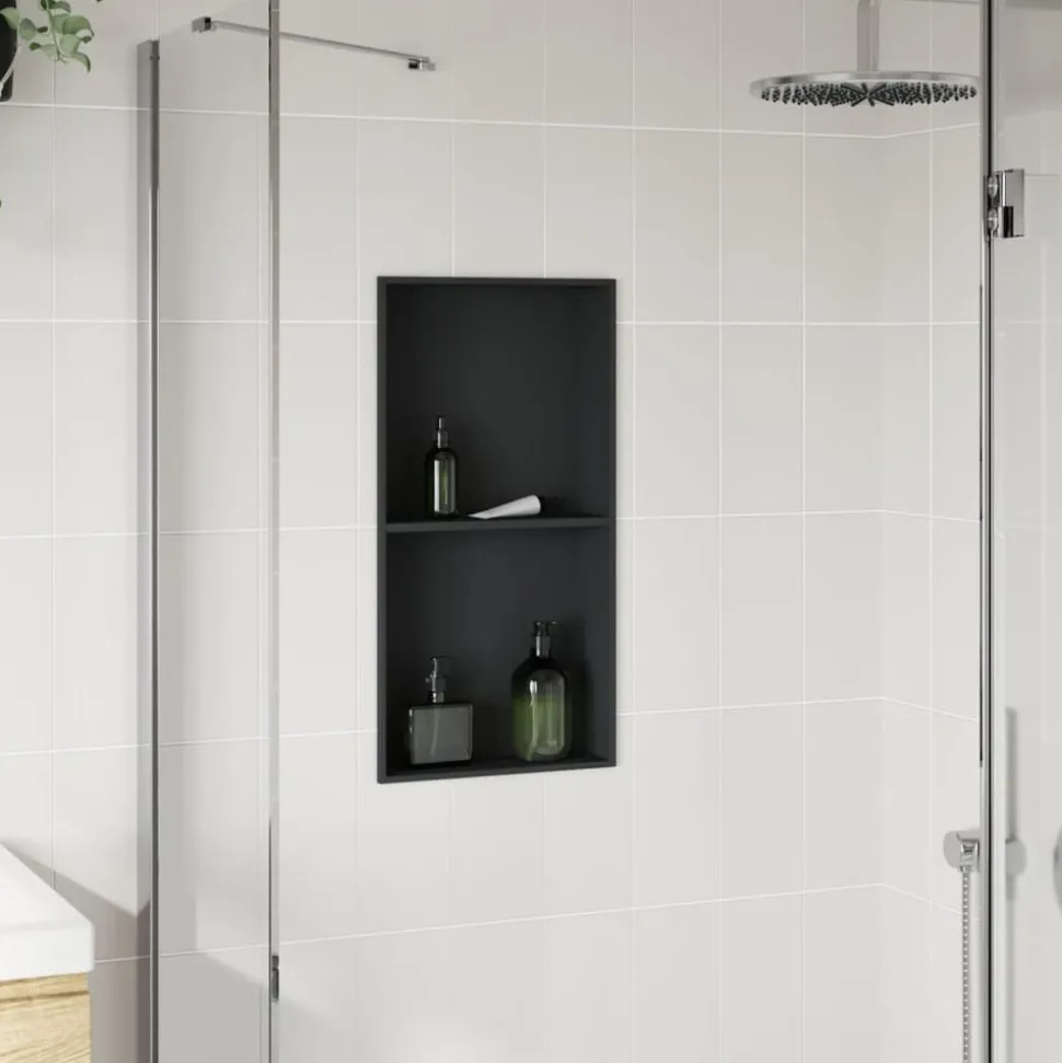 vidaXL Douchenis 32x62x9 cm roestvrijstaal matzwart