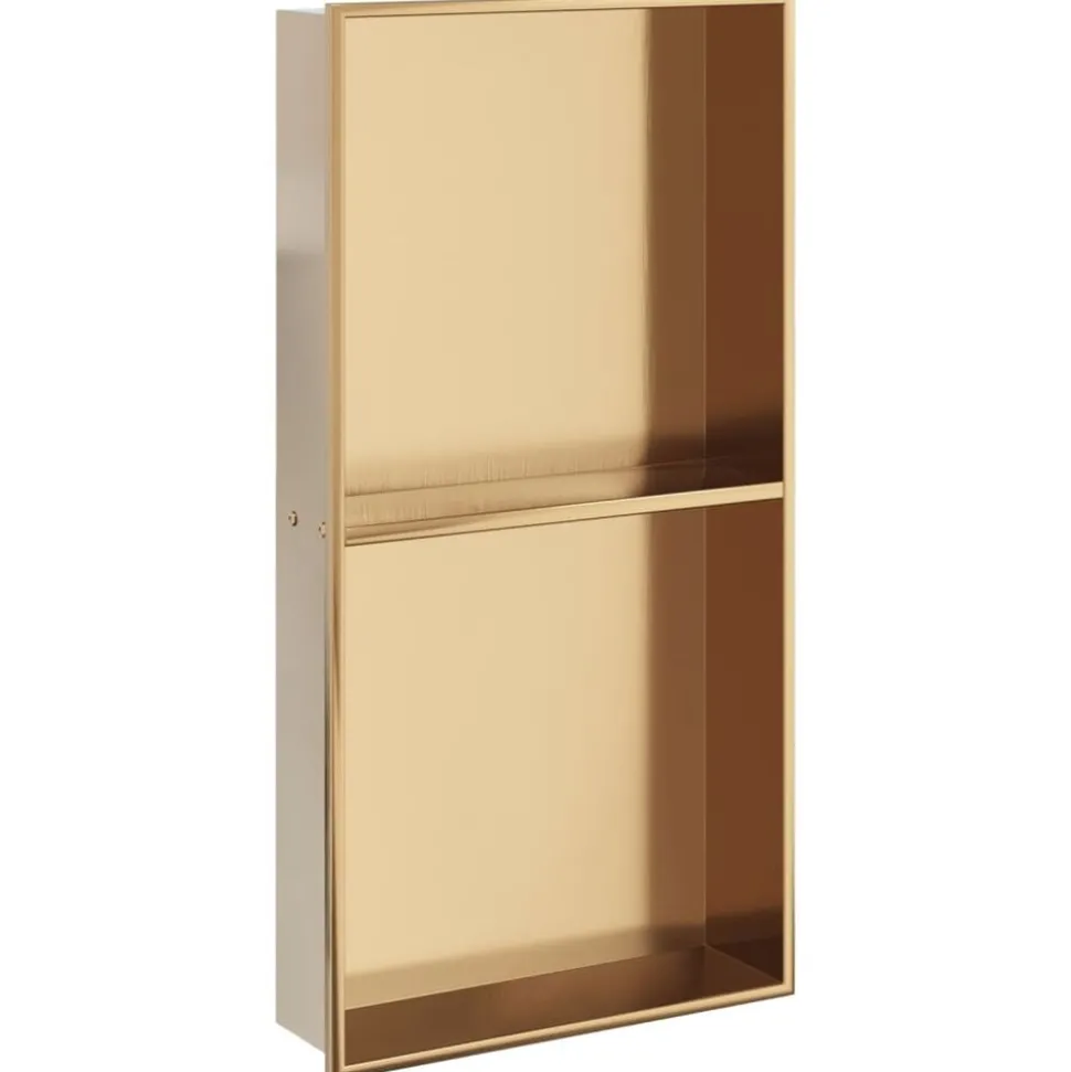 vidaXL Douchenis 32x62x9 cm roestvrijstaal geborsteld goudkleurig