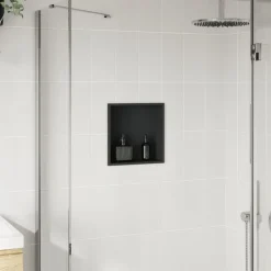 vidaXL Douchenis 32x32x9 cm roestvrijstaal matzwart