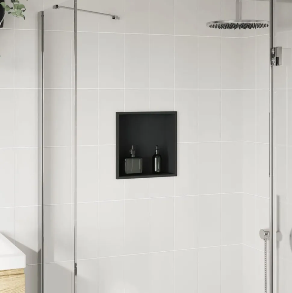 vidaXL Douchenis 32x32x9 cm roestvrijstaal matzwart