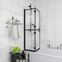 vidaXL Douchewand inklapbaar 80x140 cm ESG zwart