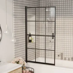 vidaXL Douchewand 80x140 cm ESG zwart