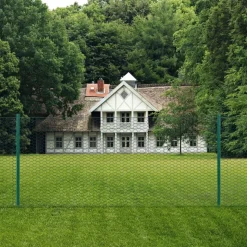 vidaXL Draadgaashek met palen 25x0,5 m staal groen