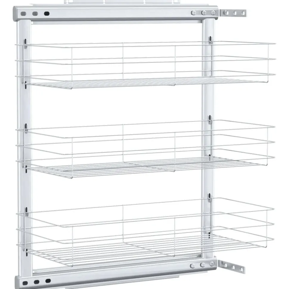 vidaXL Draadmand keuken uittrekbaar 3-laags 47x25x56 cm zilverkleurig