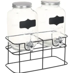 vidaXL Drankdispensers 2 st met standaard 2 x 4 L glas