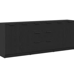 vidaXL Dressoir 3 pcs Zwart Eiken 180 x 30 x 70 cm Bewerkt hout