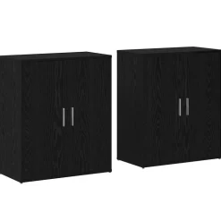 vidaXL Dressoir 2 pcs Zwart Eiken 60 x 31 x 70 cm Bewerkt hout